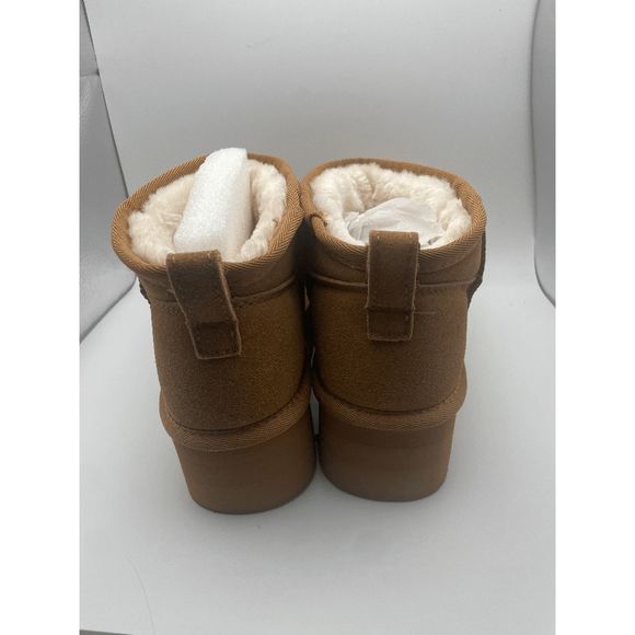 CUSHIONAIRE Women's COZY Genuine Suede pull on platform boot, Chestnut 7 - Picture 4 of 6